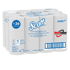 CORELESS STANDARD ROLL TOILET PAPER 36 ROLLS SCOTT 04007 STANDARD 2 PLY 1000 SHEETS