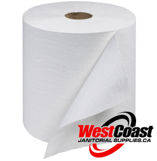 MEDIUM ROLL PAPER TOWEL PUR 600 FEET X 12 ROLLS WHITE 1 PLY 7200'/CASE –  West Coast Janitorial Supplies