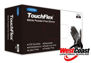 TOUCHFLEX NITRILE GLOVES EXTRA LARGE BLACK 100/BOX – West Coast