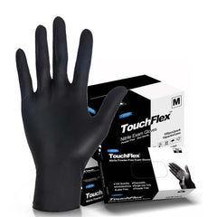 TOUCHFLEX NITRILE GLOVES MEDIUM BLACK 100/BOX