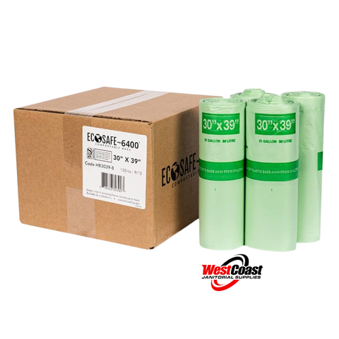 30" X 39" ECOSAFE 6400 COMPOSTABLE BIN LINER – HEAVY DUTY (1.1 MIL)