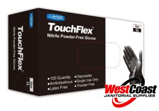 TOUCHFLEX NITRILE GLOVES EXTRA LARGE BLACK 100/BOX