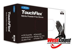 TOUCHFLEX NITRILE GLOVES MEDIUM BLACK 100/BOX
